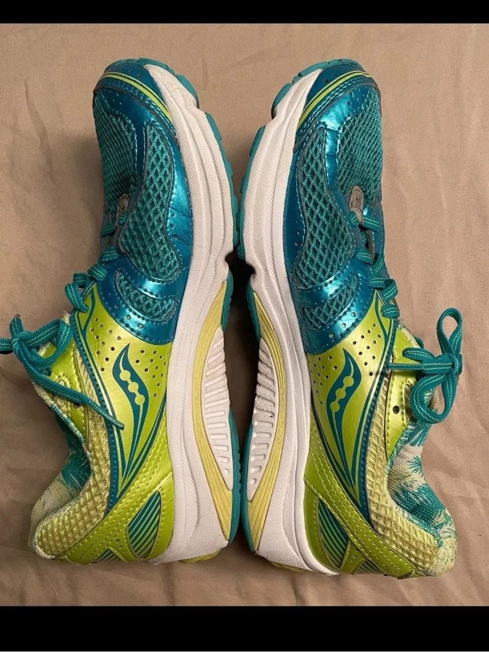 Saucony Lancer Women Shoes 7.5 Teal and Lime Trail Running Shoes